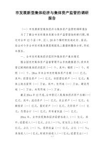 市发展新型集体经济与集体资产监管的调研报告