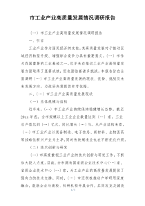 市工业产业高质量发展情况调研报告
