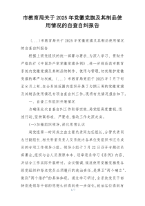 市教育局关于2025年党徽党旗及其制品使用情况的自查自纠报告