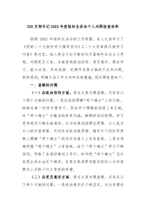XXX支部书记20XX年度组织生活会个人对照检查材料