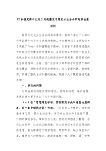 XX乡镇党委书记关于巡视整改专题民主生活会的对照检查材料