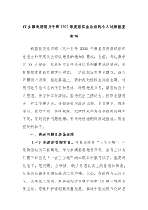 XX乡镇政府党员干部20XX年度组织生活会的个人对照检查材料