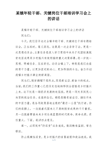 某镇年轻干部、关键岗位干部培训学习会上的讲话