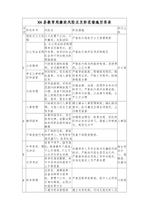 XX县教育局廉政风险点及防范措施目录表