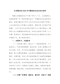 XX团组织在20XX年专题组织生活会发言材料