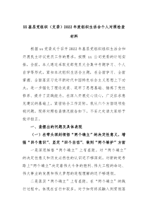XX基层党组织支委20XX年度组织生活会个人对照检查材料