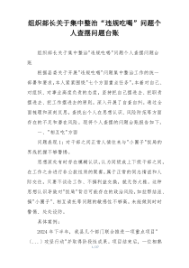 组织部长关于集中整治“违规吃喝”问题个人查摆问题台账