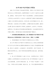 XX市20XX年全市民政工作要点