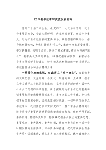 XX市委书记学习交流发言材料