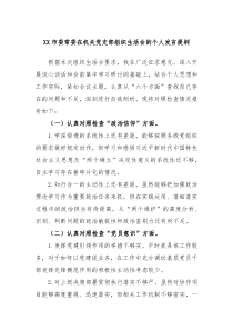 XX市委常委在机关党支部组织生活会的个人发言提纲