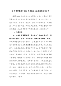 XX市委常委班子20XX年度民主生活会对照检查材料
