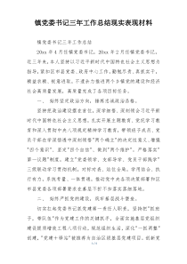 镇党委书记三年工作总结现实表现材料