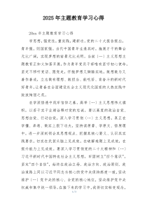 2025年主题教育学习心得