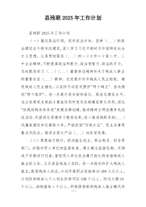 县残联2025年工作计划