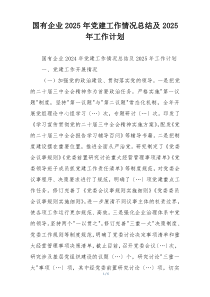 国有企业2025年党建工作情况总结及2025年工作计划