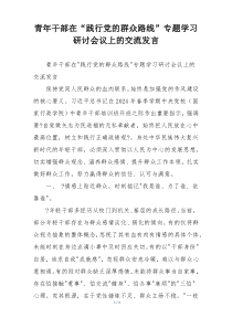 青年干部在“践行党的群众路线”专题学习研讨会议上的交流发言