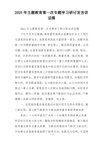 2025年主题教育第一次专题学习研讨发言讲话稿