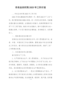 市农业农村局2025年工作计划