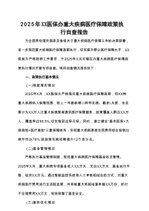 2025年XX医保办重大疾病医疗保障政策执行自查报告