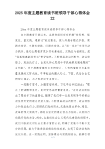 2025年度主题教育读书班领导干部心得体会22