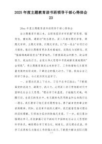 2025年度主题教育读书班领导干部心得体会23