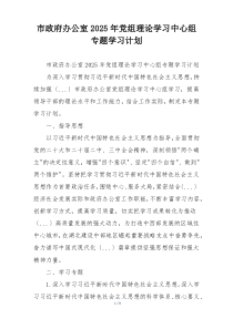 市政府办公室2025年党组理论学习中心组专题学习计划