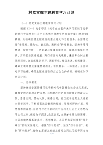 村党支部主题教育学习计划