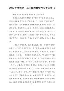 2025年度领导干部主题教育学习心得体会 2