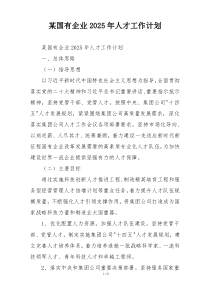 某国有企业2025年人才工作计划