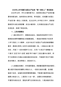 2025年上半年履行全面从严治党“第一责任人”情况报告6篇新编