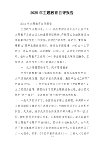 2025年主题教育自评报告
