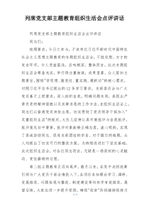 列席党支部主题教育组织生活会点评讲话
