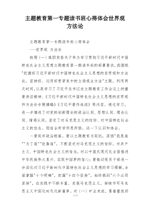 主题教育第一专题读书班心得体会世界观 方法论