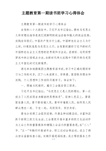 主题教育第一期读书班学习心得体会