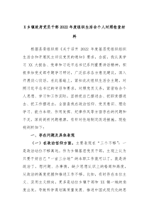 X乡镇政府党员干部20XX年度组织生活会个人对照检查材料