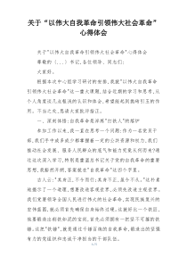 关于“以伟大自我革命引领伟大社会革命”心得体会