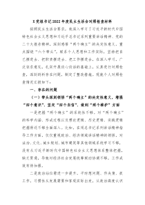 X党组书记20XX年度民主生活会对照检查材料