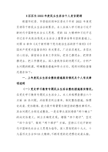 X区区长20XX年度民主生活会个人发言提纲