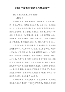 2025年度基层党建工作情况报告
