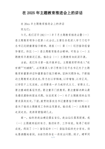 在2025年主题教育推进会上的讲话