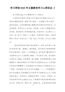 学习贯彻2025年主题教育学习心得体会 2