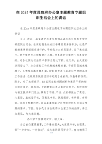 在2025年度县政府办公室主题教育专题组织生活会上的讲话