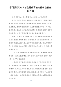 学习贯彻2025年主题教育的心得体会存在的问题