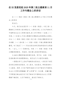 在XX党委党组2025年第二批主题教育11月工作专题会上的讲话