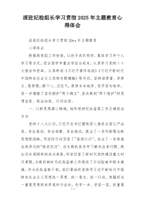 派驻纪检组长学习贯彻2025年主题教育心得体会