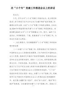 在“小个专”党建工作推进会议上的讲话