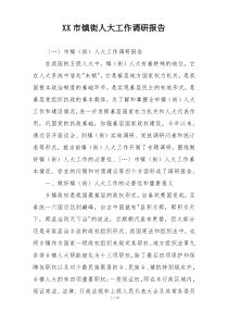 XX市镇街人大工作调研报告