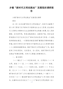 乡镇“新时代文明实践站”发展现状调研报告
