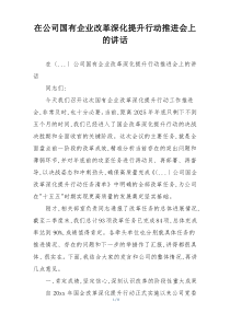 在公司国有企业改革深化提升行动推进会上的讲话