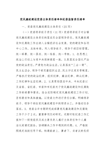党风廉政建设党委主体责任清单和纪委监督责任清单